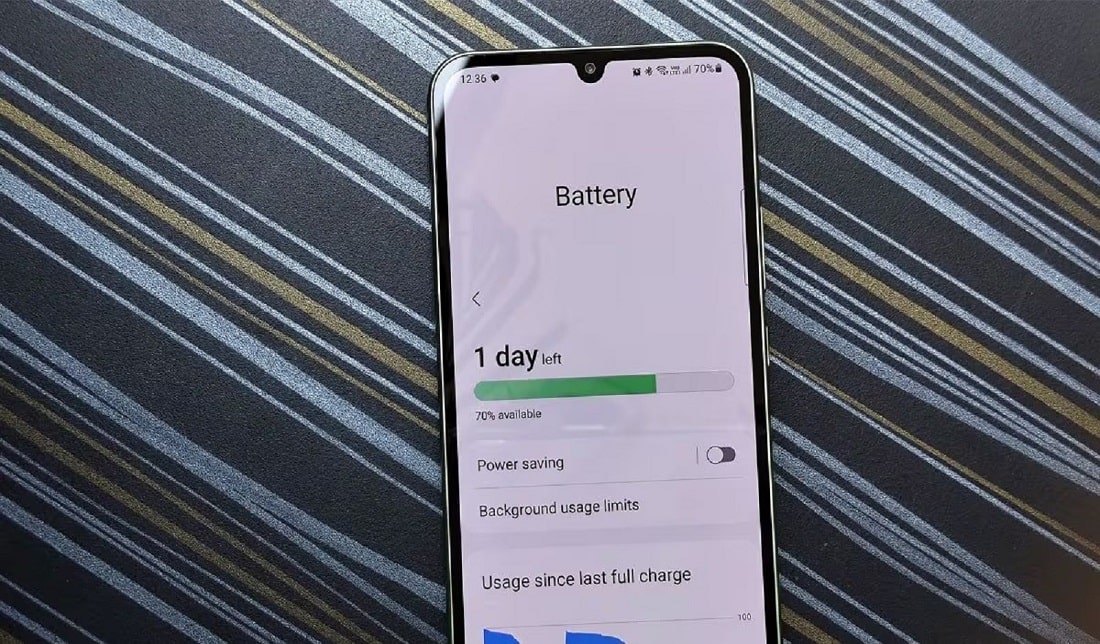 تصویر نمایشگر گوشی گلکسی A34 با ظرفیت باتری