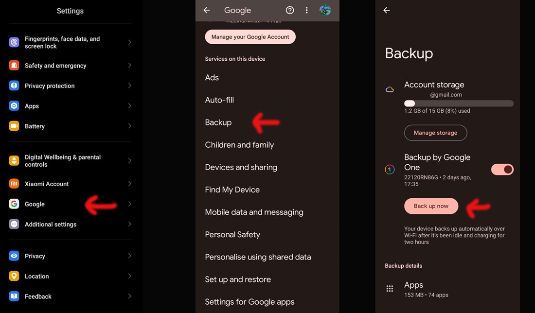 پشتیبان‌گیری و بازیابی شیائومی با حساب Google + مراحل گام به گام آن