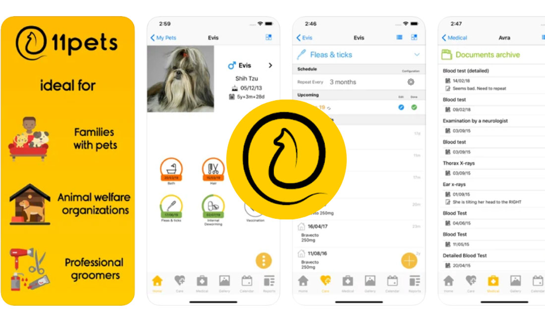 نمایی از قسمت های مختلف اپلیکیشن‌ 11pets