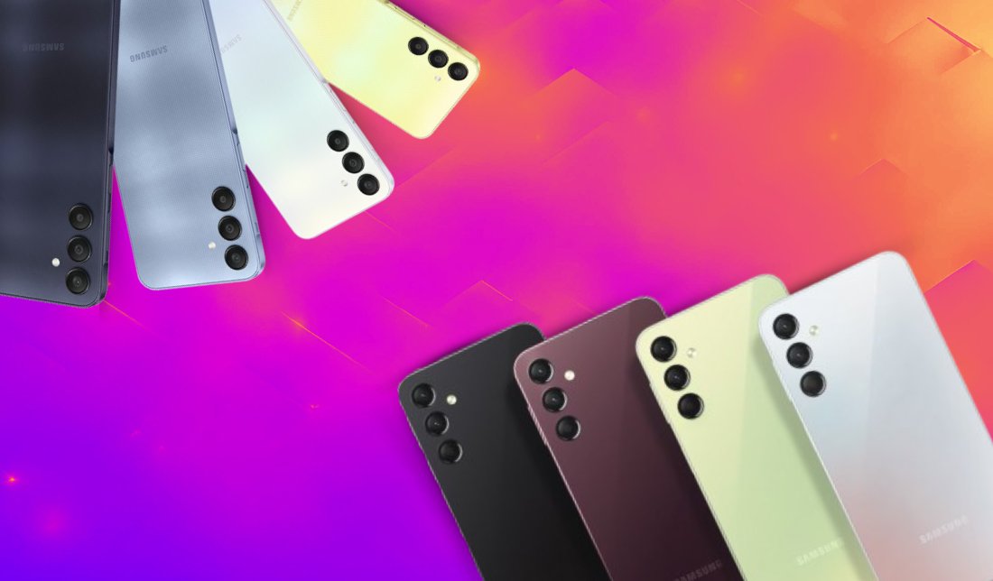 نمایش رنگبندی گوشی گلکسی A25 و گلکسی A24 از نمای پشتی