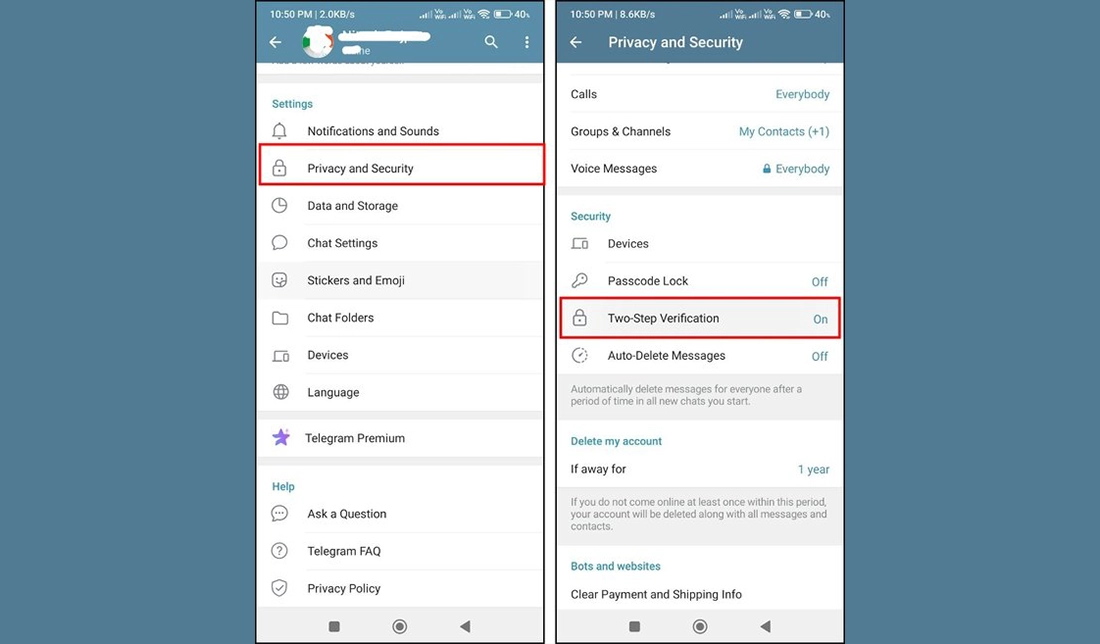 آموزش فعالسازی تایید دو مرحلهای (2FA) در تلگرام