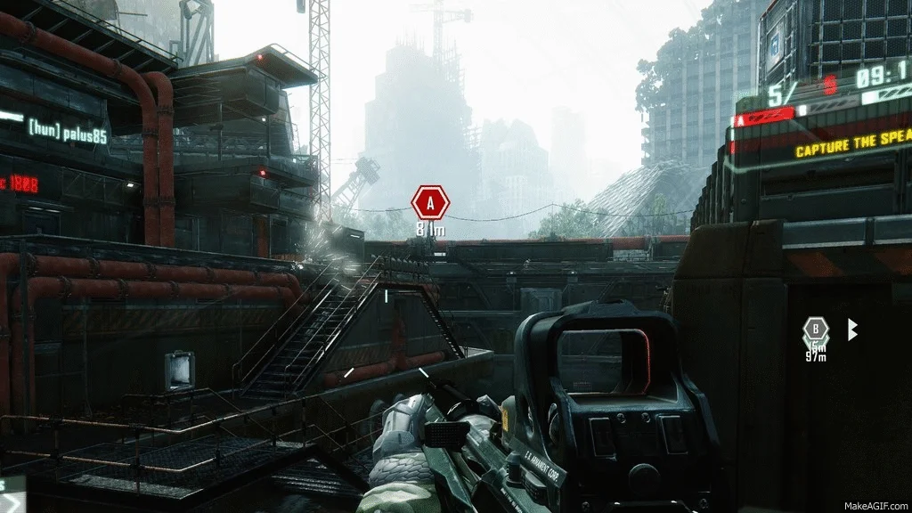 یک تصویر متحرک از یک بازی که بدون فناوری‌های خاص روی تلویزیون گیمینگ اجرا شده و دچار باگ می‌شود