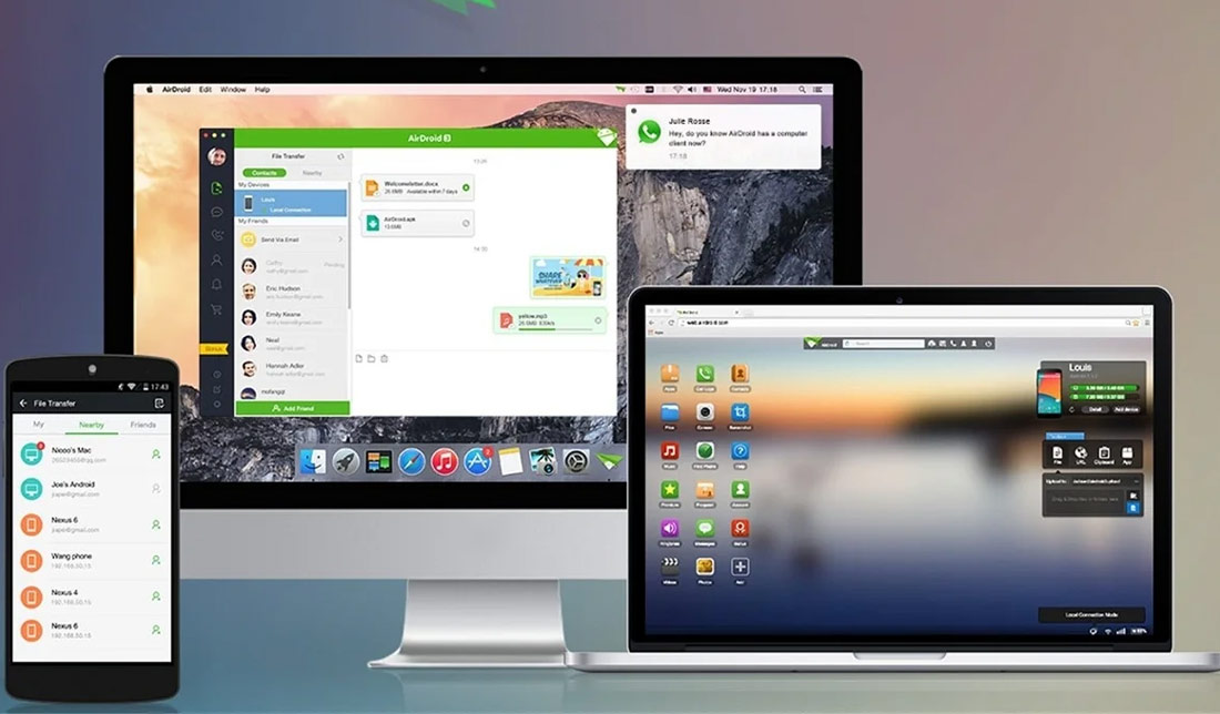 نمایش صفحه گوشی اندرویدی روی کامپیوتر به وسیله نرم افزار AirDroid