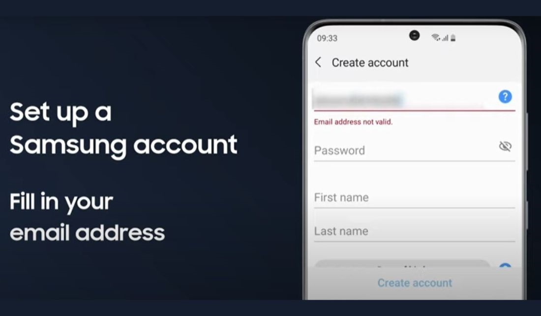 اسکرین‌شات مرحله 10 از 12 ساخت اکانت سامسونگ