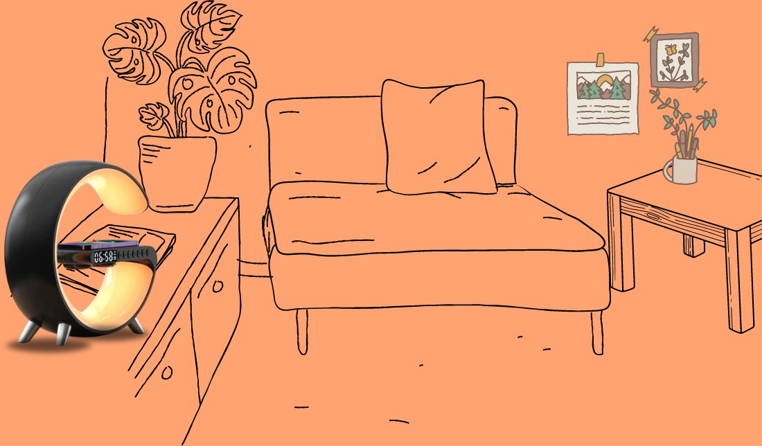 نمایش یک چراغ هوشمند در فضای اتاق خواب