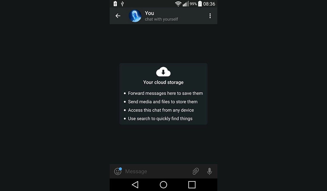 نمایش Cloud Telegram در صفحه چت تلگرام