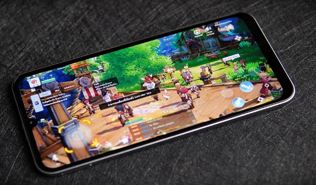 تصویر نمایشگر گوشی گلکسی A24 در حال اجرای بازی