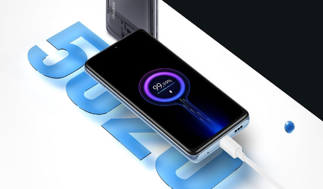 تصویر ردمی نوت 10 پرو در حال شارژ همراه با ظرفیت باتری