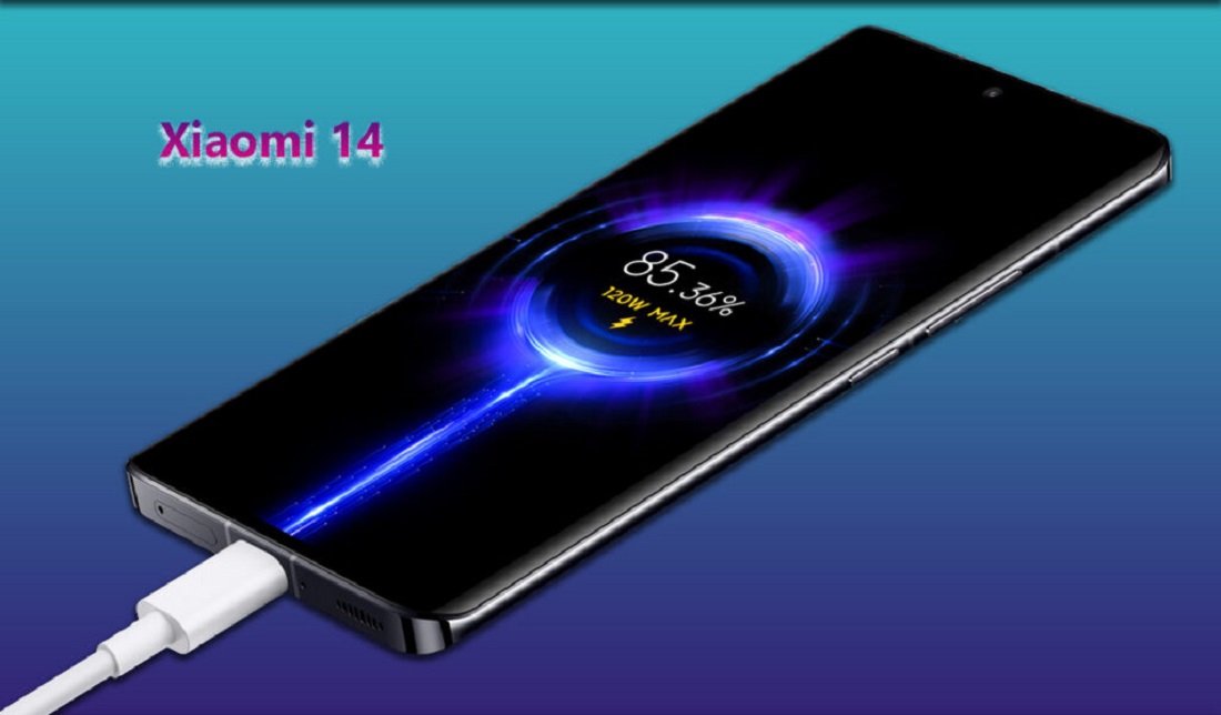 تصویر گوشی شیائومی 14 در حال شارژ باتری