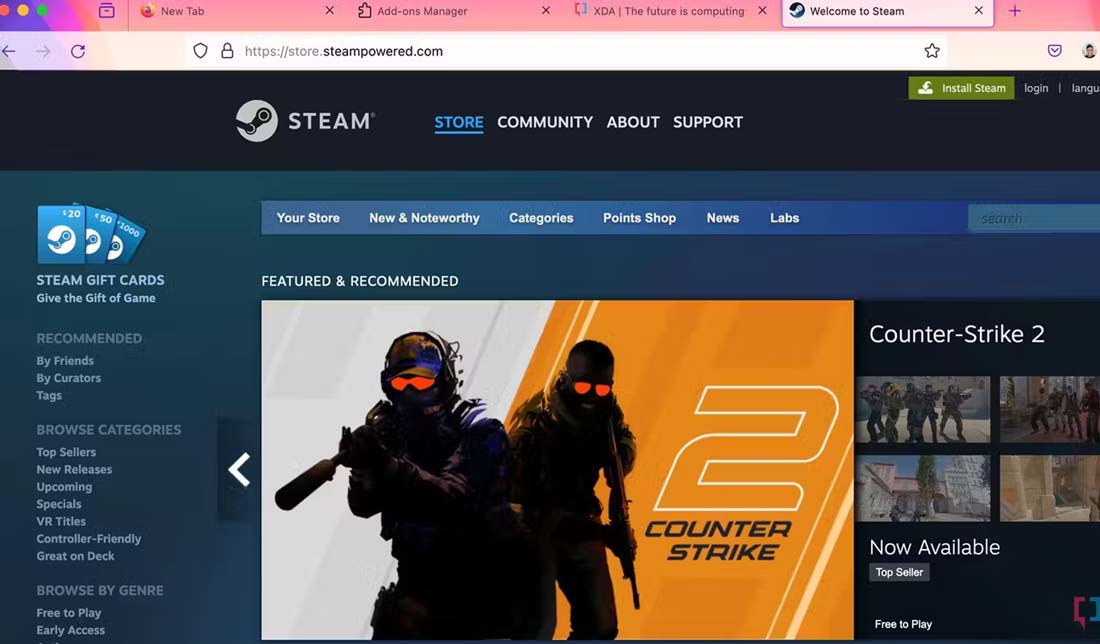 نمایی از مرورگر Firefox و خرید استیم 