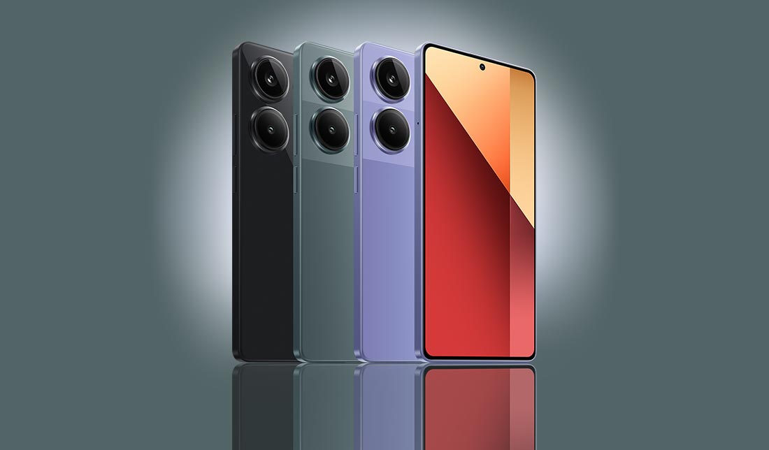 نمایش رنگبندی گوشی شیائومی Redmi Note 13 pro 4G در کنار هم از نمای نزدیک