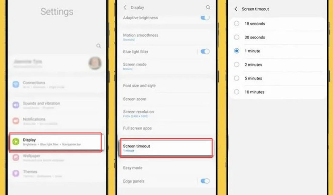 نحوه تغییر زمان روشن ماندن صفحه‌نمایش در گوشی سامسونگ