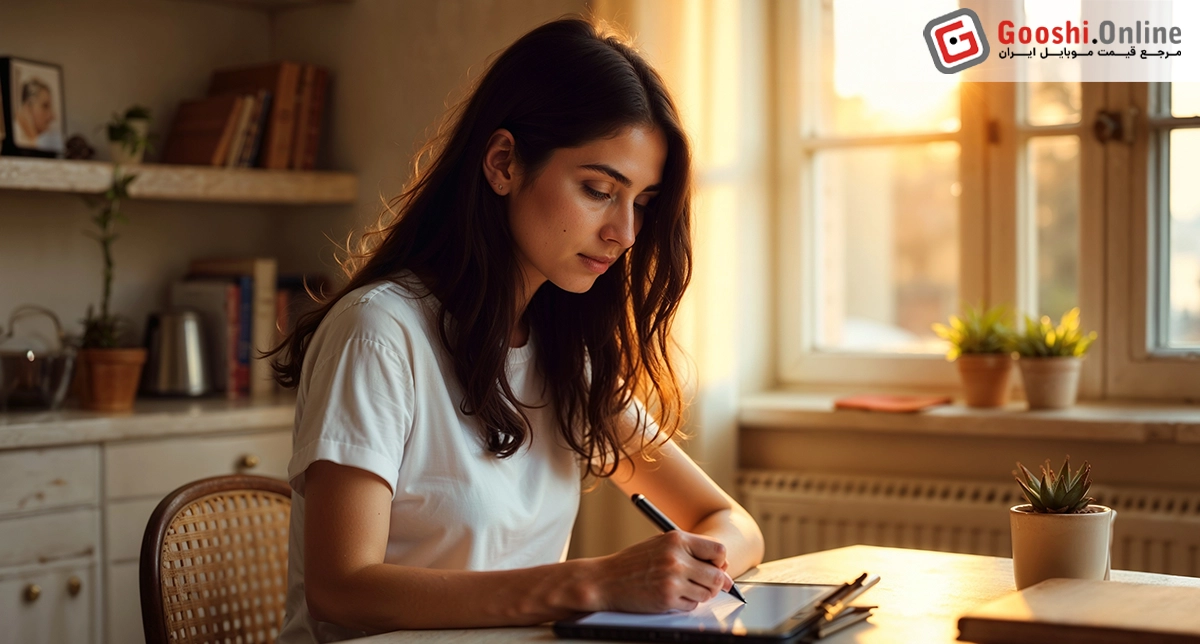 یک شخص در حال استفاده از تبلت هوشمند برای طراحی