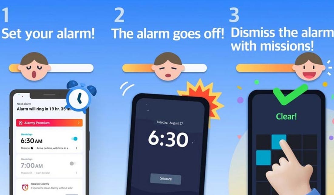 امکانات و آلارم گذاشتن توسط نرم افزار Alarmy‏  