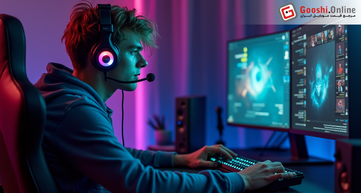 یک شخص در حال بازی کردن درحالی که هدفون گیمینگ روی گوش خود دارد