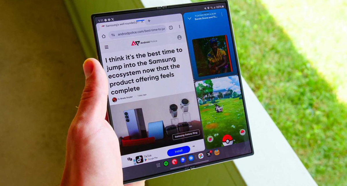 نمایش کیفیت صفحه گوشی سامسونگ گلکسی زد فولد 6