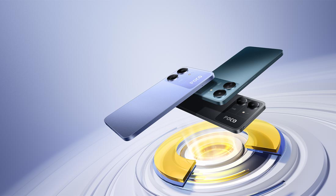 نمایش رنگبندی گوشی شیائومی POCO C65 از نمای نزدیک