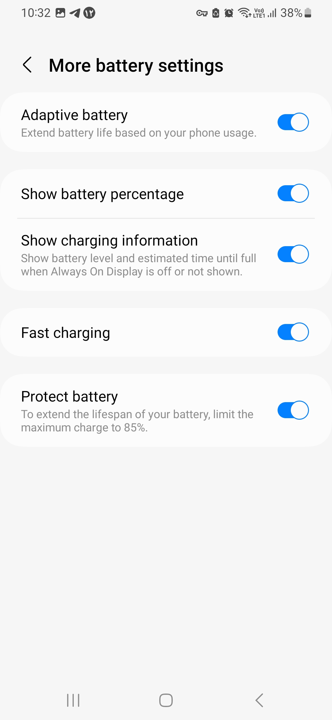 تصویر صفحه More battery Settings در سامسونگ گلکسی
