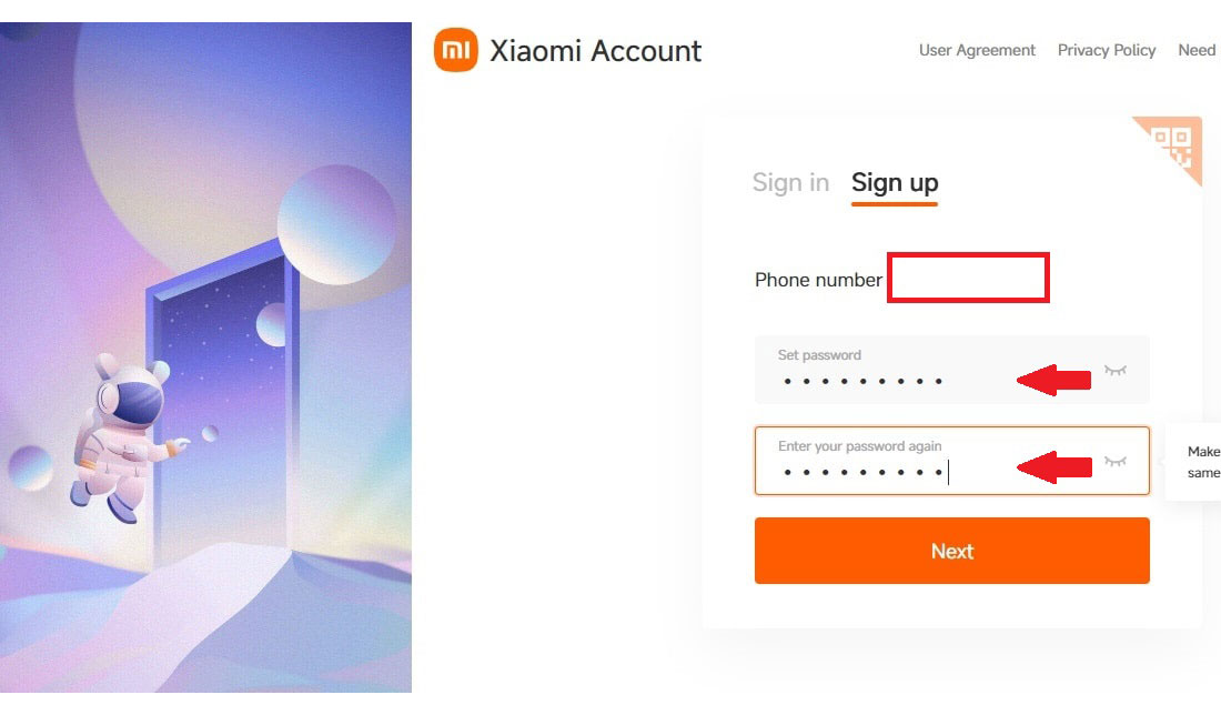 اسکرین‌شات مرحله 4 از 4 ساخت اکانت شیائومی از طریق سایت شیائومی