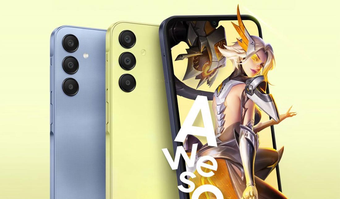 نمایش رنگبندی گلکسی a25 در کنار نمایش کیفیت نمایشگر آن