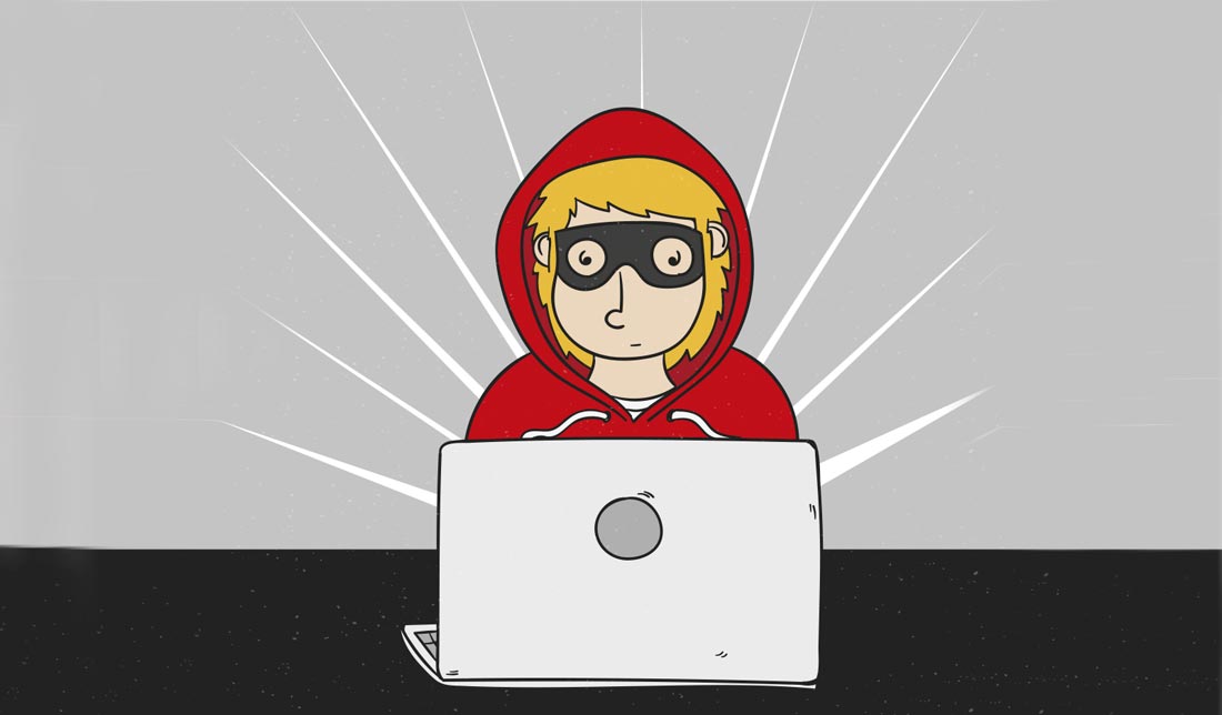 یک تصویر وکتور که نشان دهنده یک هکر فیشینگ در پشت سیستم است