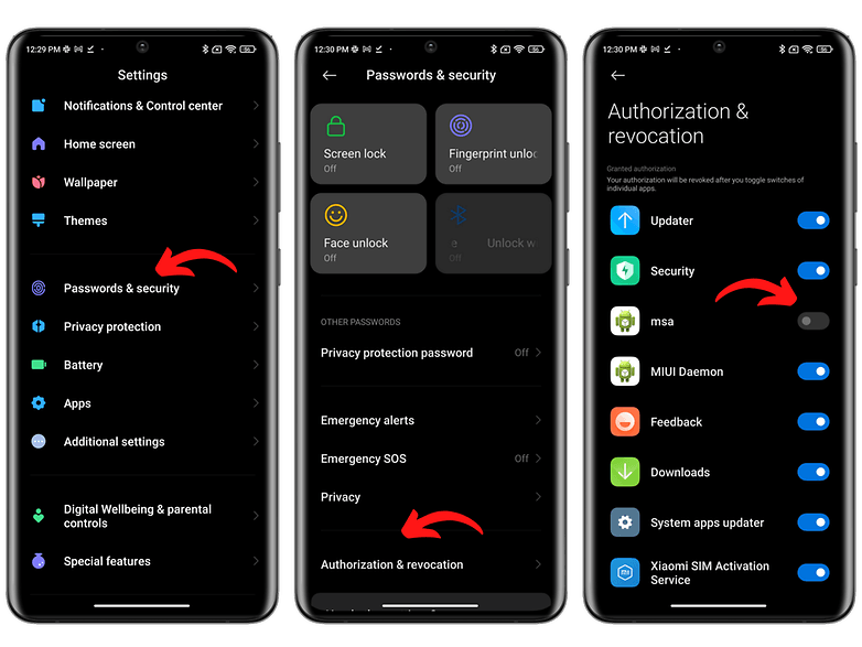 اسکرین‌شات تنظیمات حذف تبلیغات شیائومی
