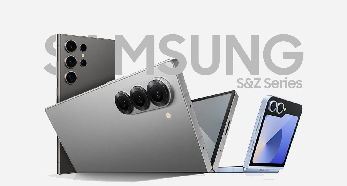 نمایش چند نسخه از گوشی‌های پرچمدار سامسونگ در کنار هم شامل سری S و Z