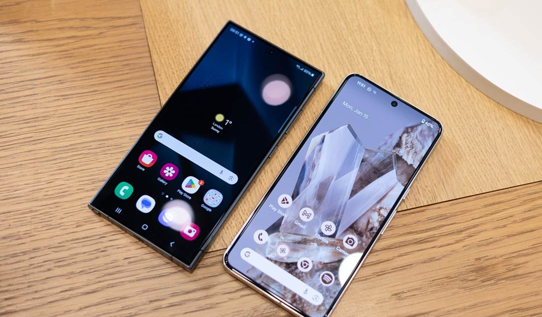 صفحه نمایش گوشی سامسونگ ‏s24‎‏ اولترا و پیکسل 8 پرو