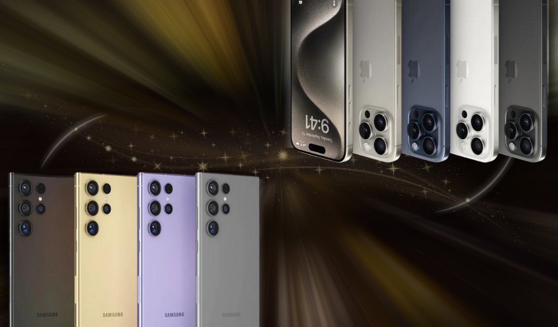 نمای پشتی گوشی گلکسی S24 Ultra و آیفون 15 پرو مکس در تمامی رنگبندی‌ها