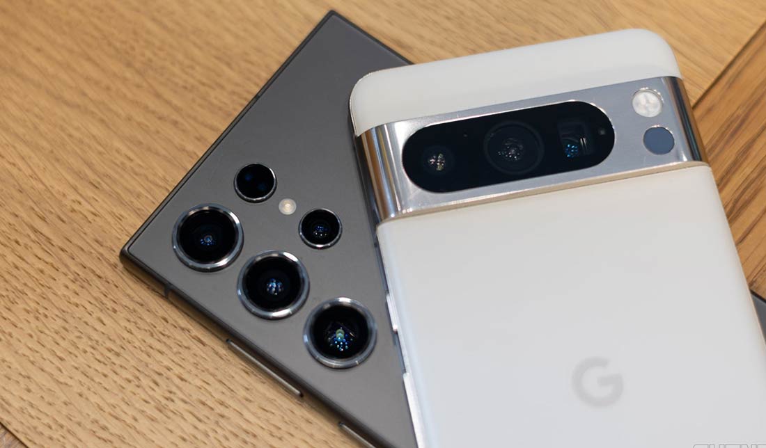 مقایسه پنل پشتی دو گوشی سامسونگ ‏s24‎‏ اولترا و پیکسل 8 پرو