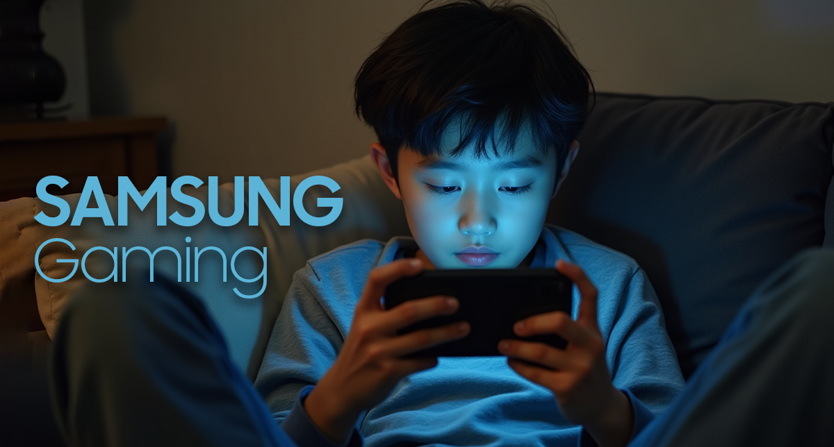 تصویری از یک شخص در حال بازی کردن با گوشی‌های پرچمدار سامسونگ