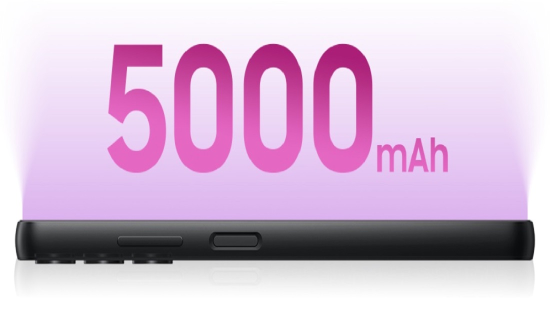 نمای کناری گوشی گلکسی A05s با ظرفیت باتری