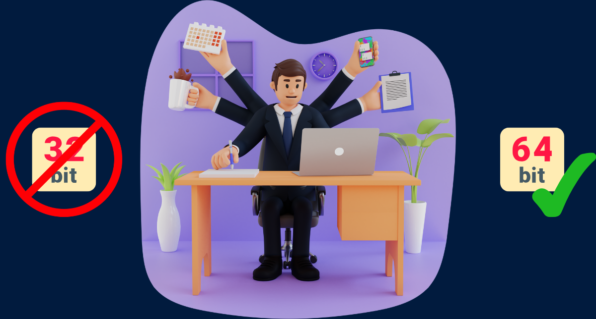 نمایش تفاوت ویندوز 32 بیتی و 64 بیتی در اجرای برنامه‌های مولتی تسکینگ