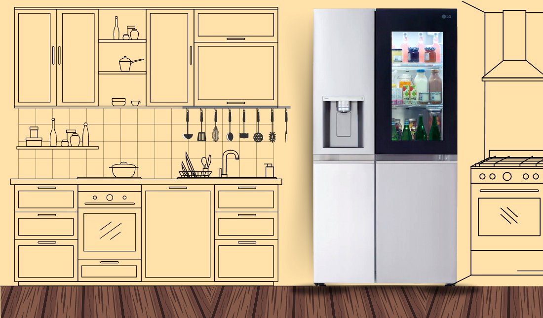 نمایش یک یخچال هوشمند در فضای آشپزخانه