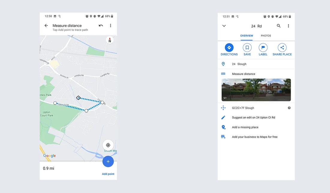 قابلیت محاسبه مسافت در گوگل مپ گوشی