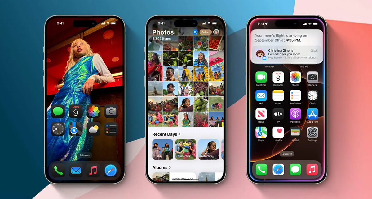 نمایش بخش‌های مختلف سیستم‌عامل iOS در گوشی آیفون