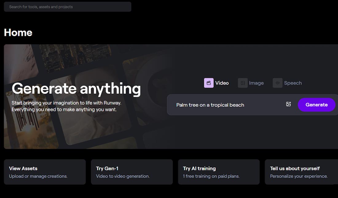 داشبورد و محیط وب سایت هوش مصنوعی ‏Runway