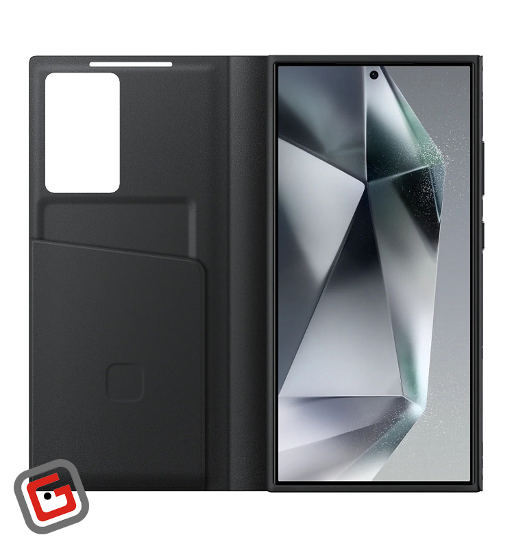 قاب هوشمند مدل کیف پولی گوشی موبایل سامسونگ گلکسی S24 Ultra در رنگ مشکی از نمای داخل