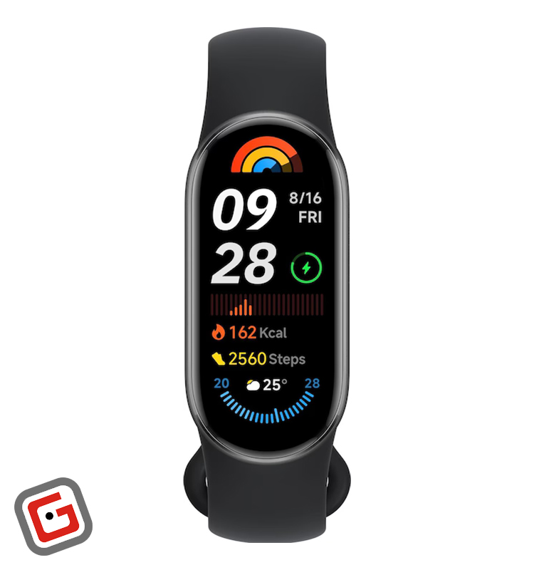 مچ بند هوشمند شیائومی مدل Mi Band 9 مشکی از نمای روبرو