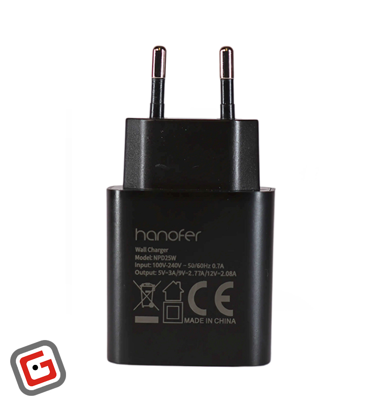 شارژر دیواری تایپ سی هانوفر 25 وات مدل NPD25w بهمراه کابل