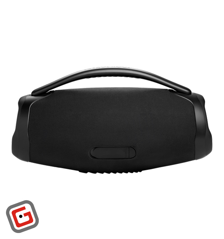 اسپیکر بلوتوثی جی‌بی‌ال مدل BoomBox 3 Wi-Fi در رنگ مشکی از نمای پشت