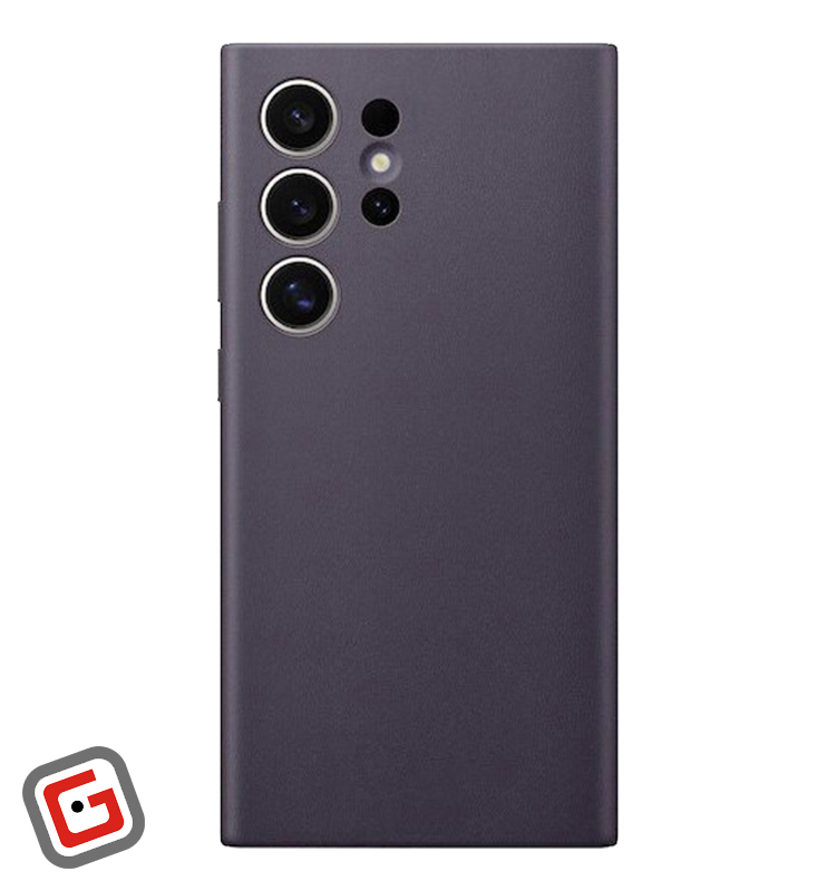 قاب چرمی وگان گوشی موبایل سامسونگ گلکسی S24 Ultra در رنگ بنفش از نمای پشت