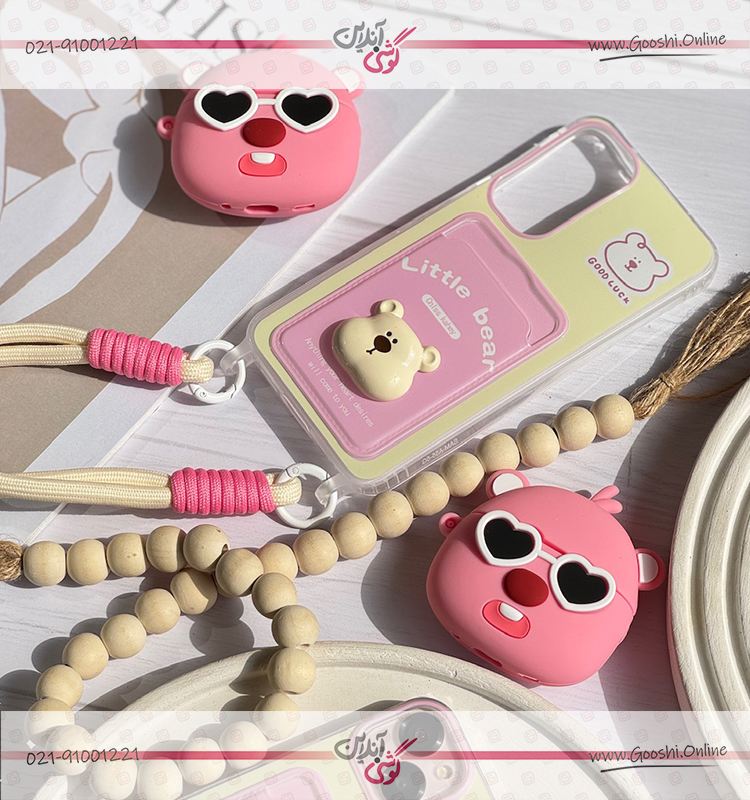 کاور ایرپاد خرس صورتی عینکی (کدa0181)