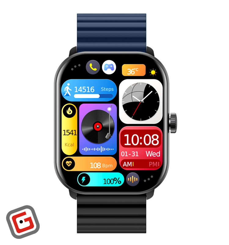 ساعت هوشمند گلوریمی مدل GS1 Pro با رنگ سرمه‌ای از نمای رو‌به‌رو