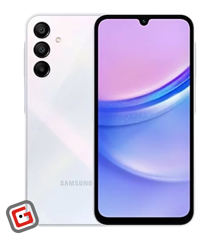 گوشی موبایل سامسونگ مدل گلکسی A15 4G از رنگ آبی روشن از نمای جلو و پشت در کنار هم