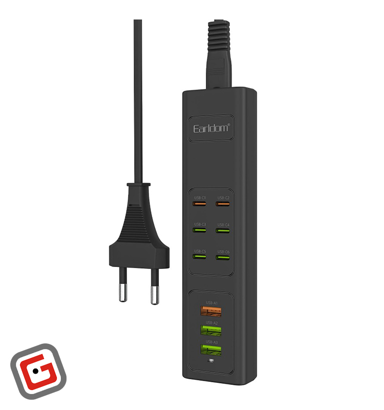 چندراهی شارژ هوشمند ارلدام مدل ES-SC24 با کابل 1 متری + شارژر USB و Type-C