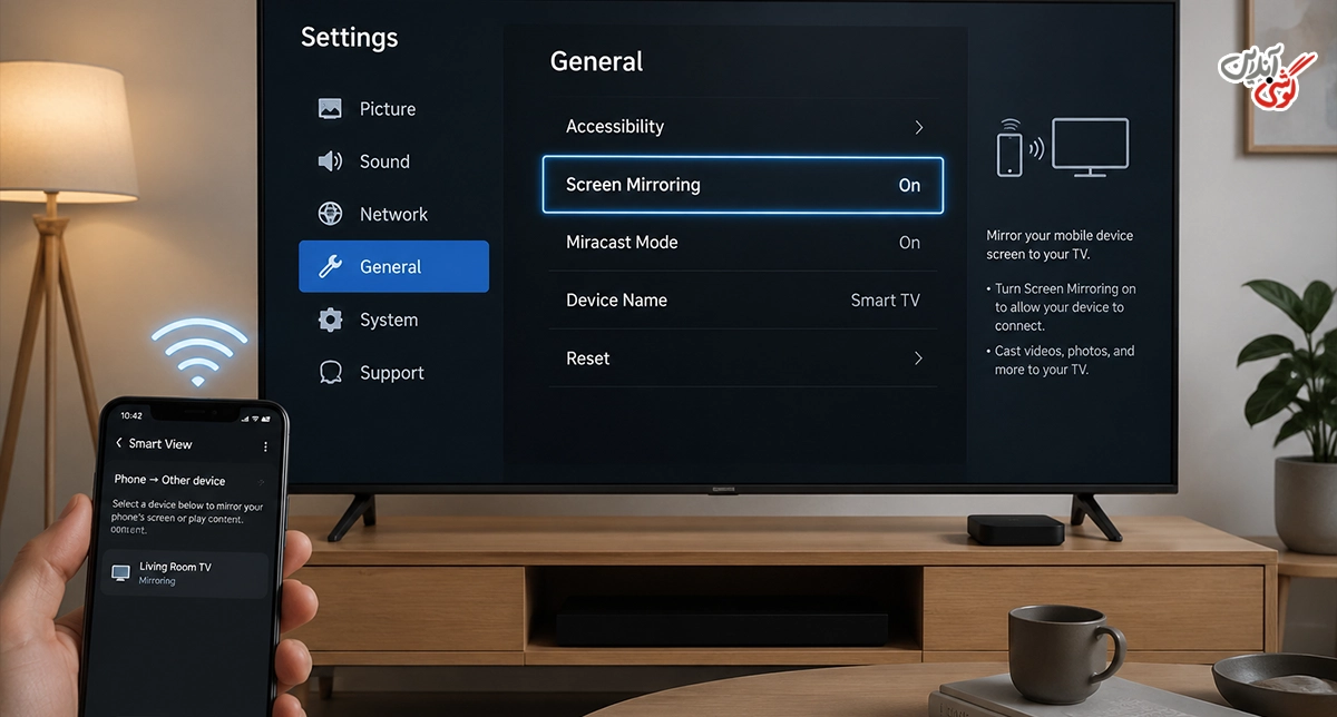 وصل کردن گوشی سامسونگ به تلویزیون با Screen Mirroring (Miracast)