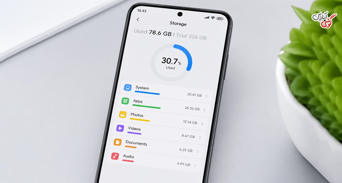 تصویری از صفحه Storage (فضای ذخیرهسازی) گوشی شیائومی