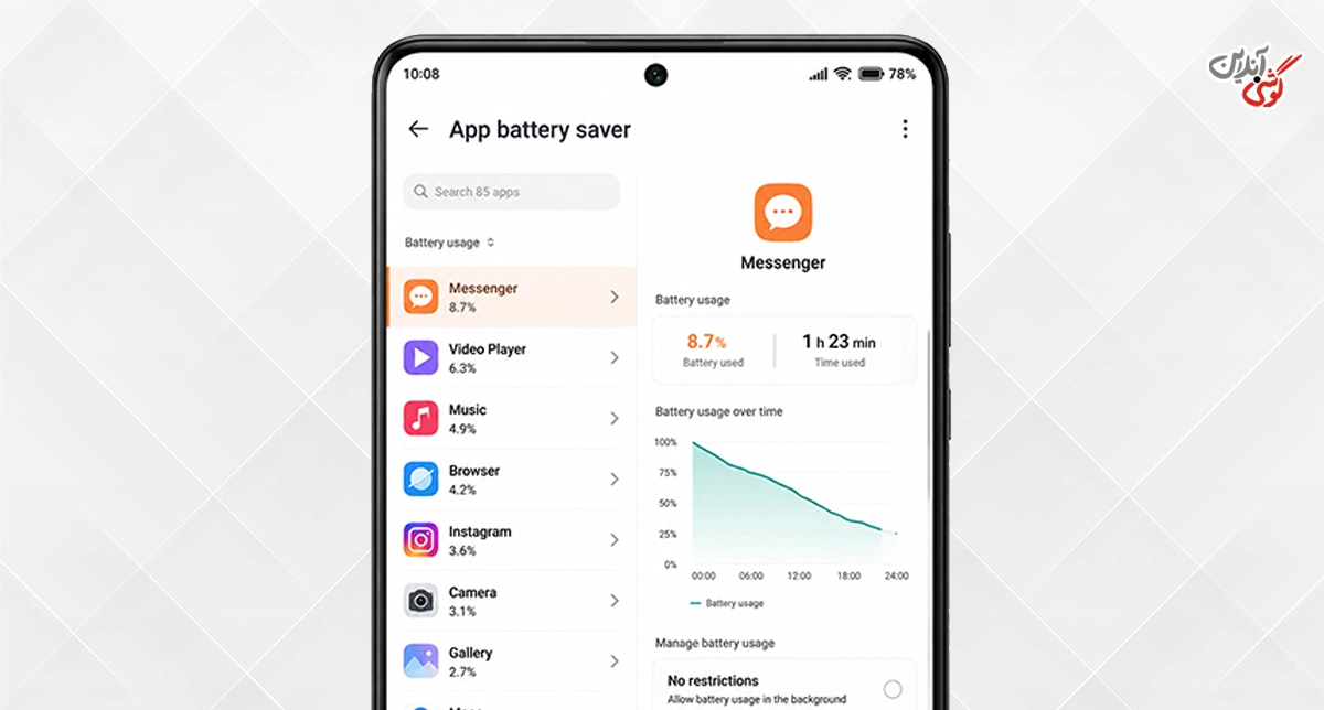 تصویری از بخش App Battery Saver / صرفه‌جویی باتری برنامه‌ها یا تنظیمات مصرف باتری یک برنامه در گوشی شیائومی