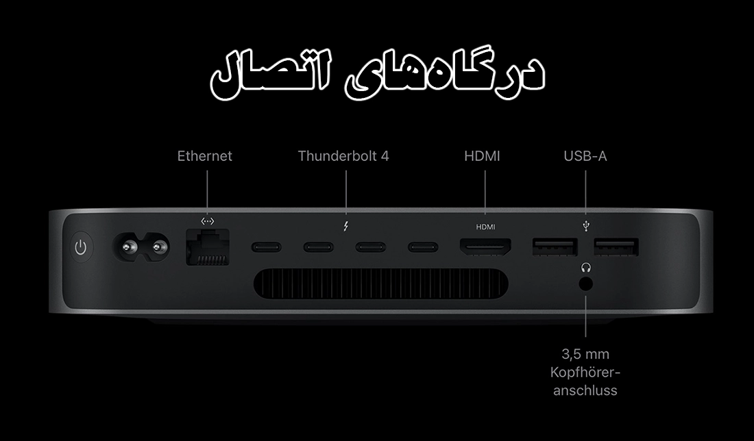 نمایش درگاههای ارتباطی مک مینی 2023 اپل